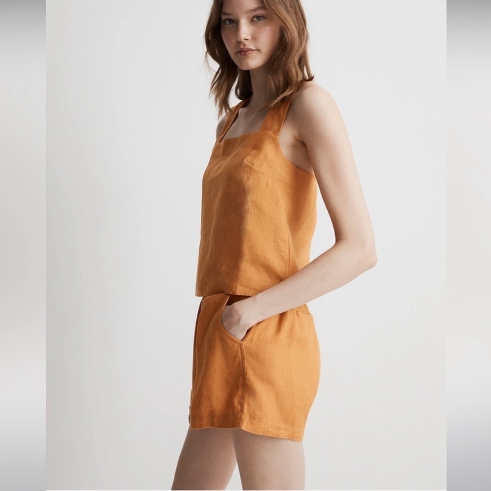 Madewell 100% Linen Tank in Ochre Fresco